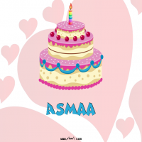 إسم Asmaa مكتوب على صور تورتة عيد ميلاد